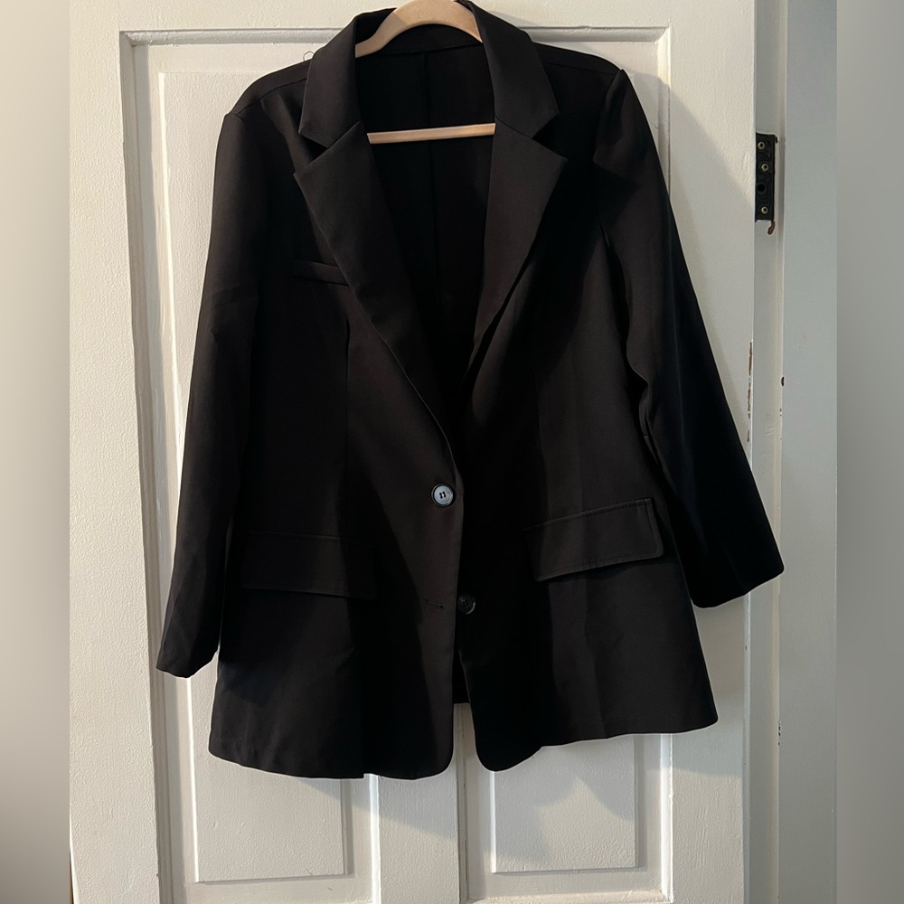 SHEIN Black Blazers Structured Suit Jackets